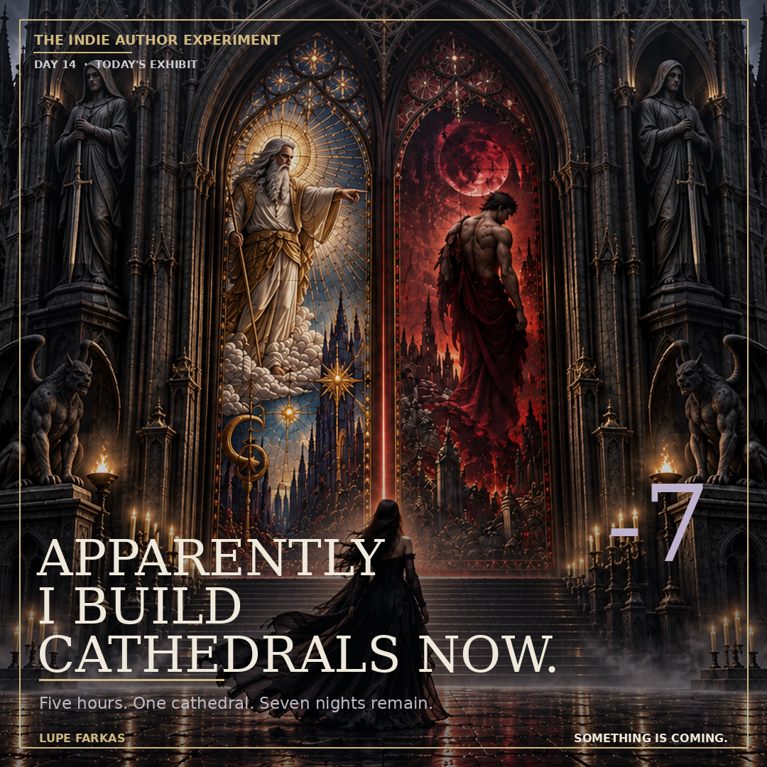 The Indie Author Experiment: Day 14 — Scammers, Reels & Apparently I Build Cathedrals Now